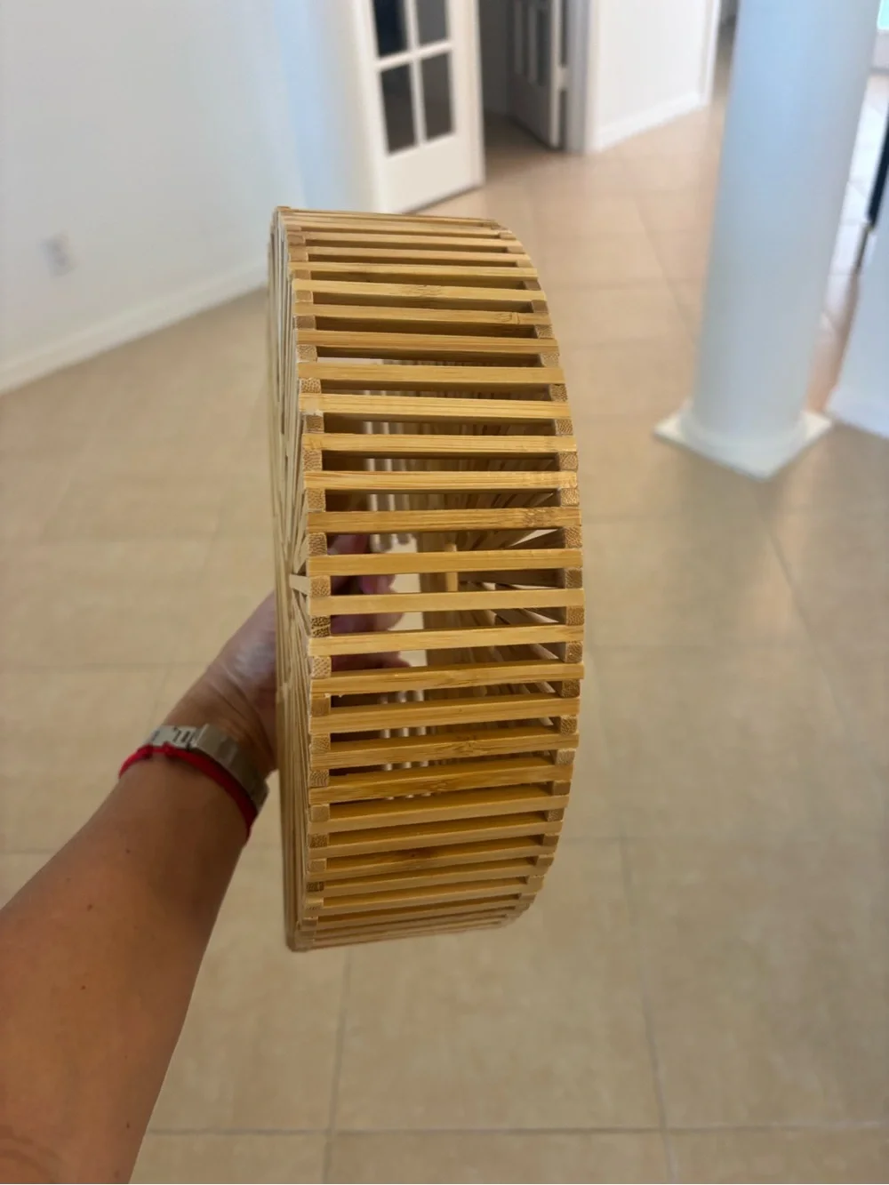 Bamboo Half-Moon Handheld Clutch - Natural